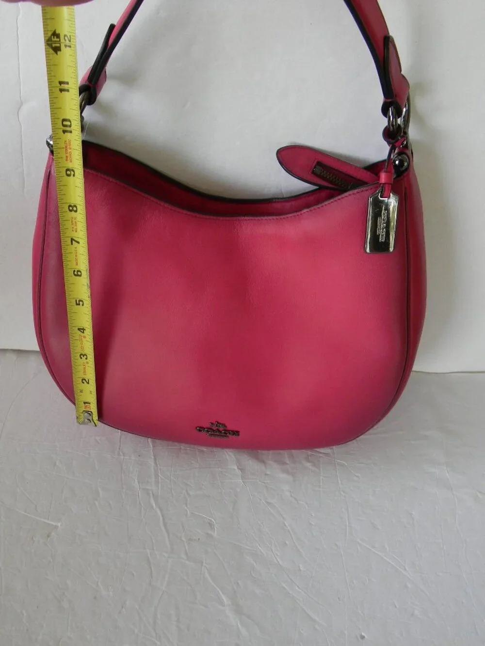 COACH NOMAD PINK LEATHER BURNISHED EDGES MEDIUM HOBO SHOULDER BAG
